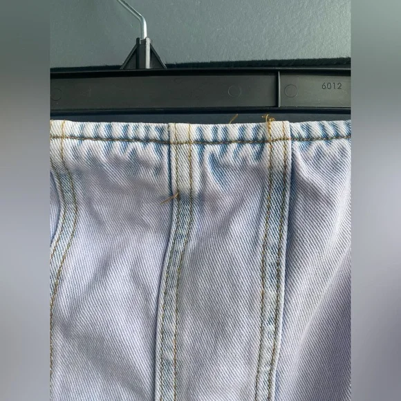 Wild Fable~Lavender Blue Tubed Cargo Denim Jumpsuit with Shirred Back~Size M NWT - Picture 3 of 14